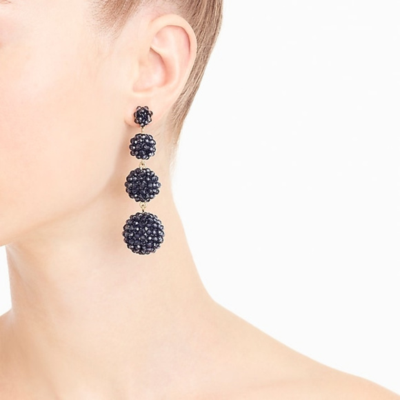 JCREW Beaded Ball Earrings in Wild Berry - Picture 2 of 2
